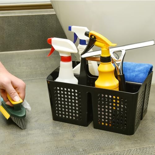 Portable shower caddy with 3 compartments and handle