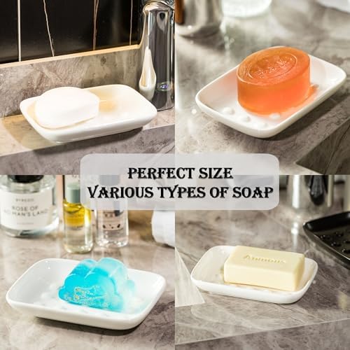 MiamoloSoap Dishceramic soap holder for bathroomkitchensinkslogical designnon-slip basewhite