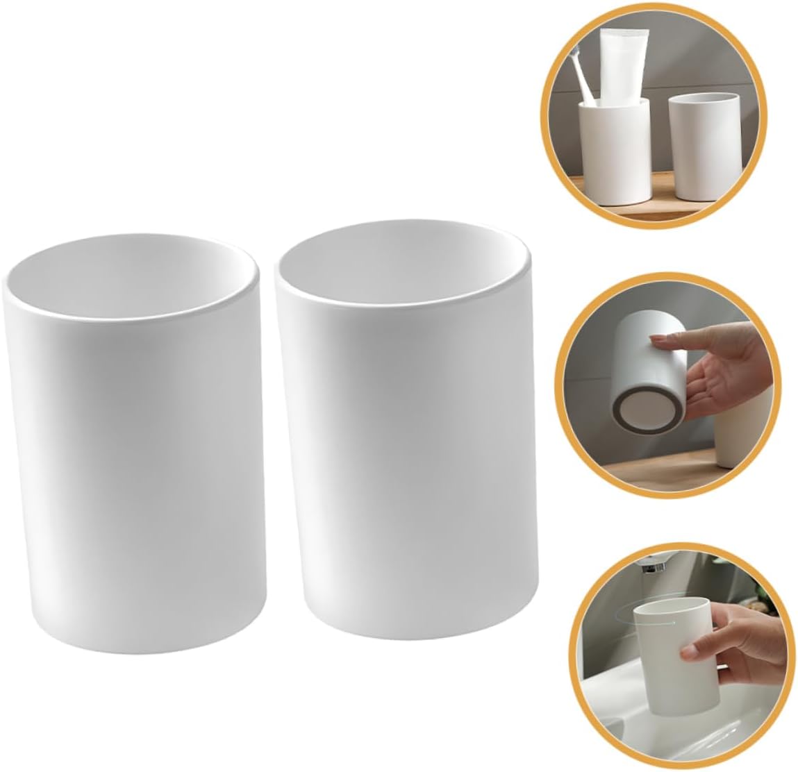 2-Piece Reusable Bathroom Tumbler Cup Holder Multi-Purpose Portable Plastic Design