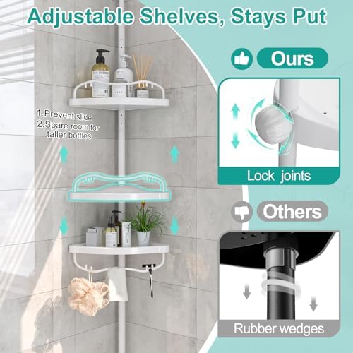 Adjustable Rustproof Corner Showers Caddy for Small Bathrooms