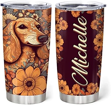 Hyturtle - Personalized Dog Tumbler - Stainless Steel Dog Lovers Gift for Women Kids