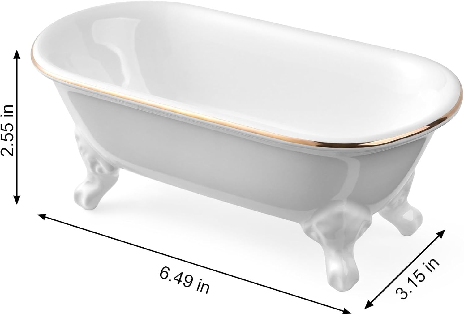 65 Inch Ceramic Clawfoot Soap Dish with Drainage Holes