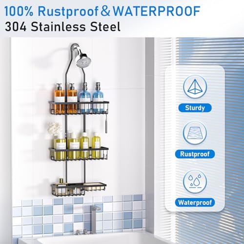 Amawarm Extra Large Hanging Shower Caddy 3 Tier