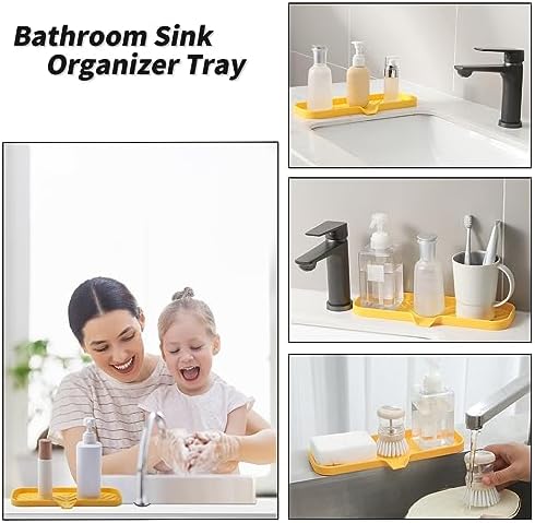 MicoYang Silicone Bathroom Soap Dish with Drain Spout Eco-Friendly Sink Organizer