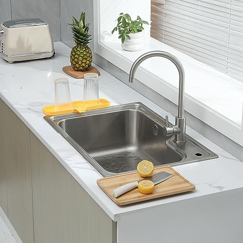 MicoYang Silicone Bathroom Soap Dish with Drain Spout Eco-Friendly Sink Organizer