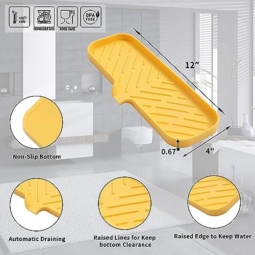 MicoYang Silicone Bathroom Soap Dish with Drain Spout Eco-Friendly Sink Organizer