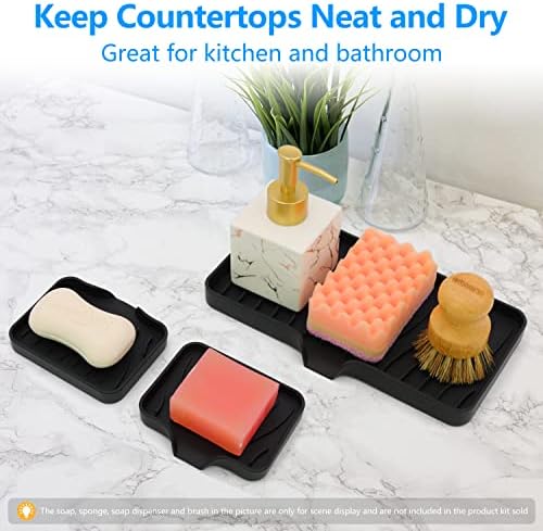 3-Pack Silicone Soap Dishes Set Kitchen and Bathroom Essential