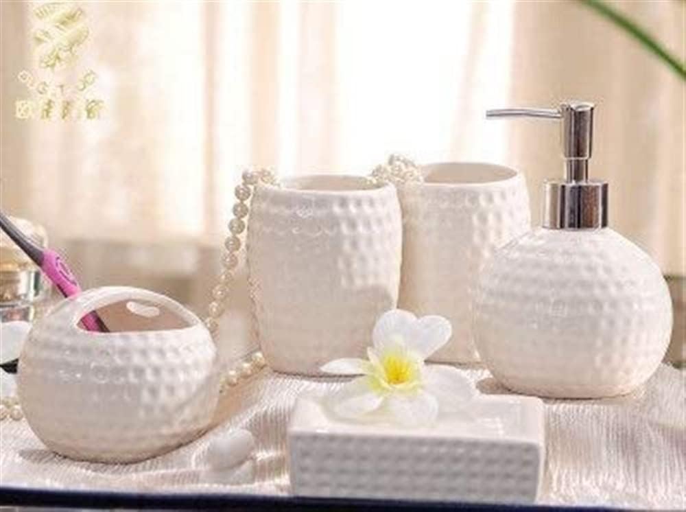 Elegant Red 5-Piece Bath Set with Retro-Modern Design