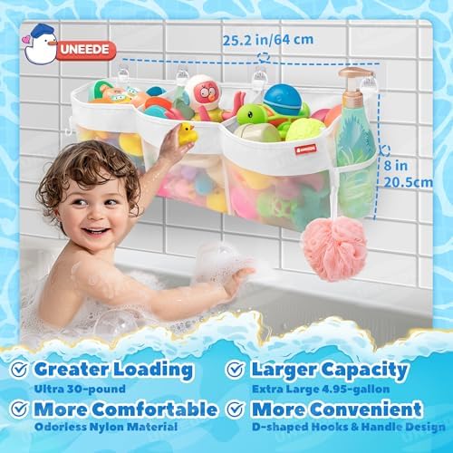 UNEEDE 3 Compartment Bath Toy Storage Organizer