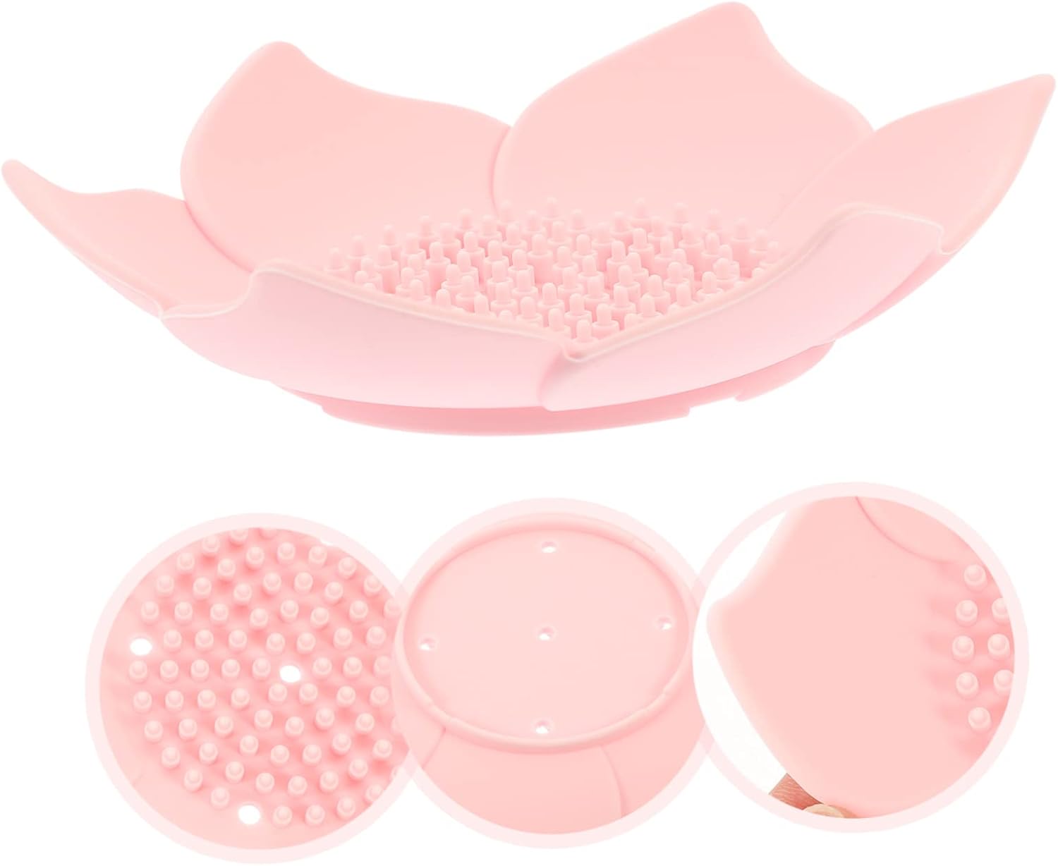 Ciieeo 2pcs Pink Flower Soap Dish with Non-Slip Base