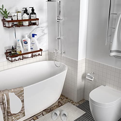 Double-Shower Caddy Organizer Sturdy Metal Durable Adhesive