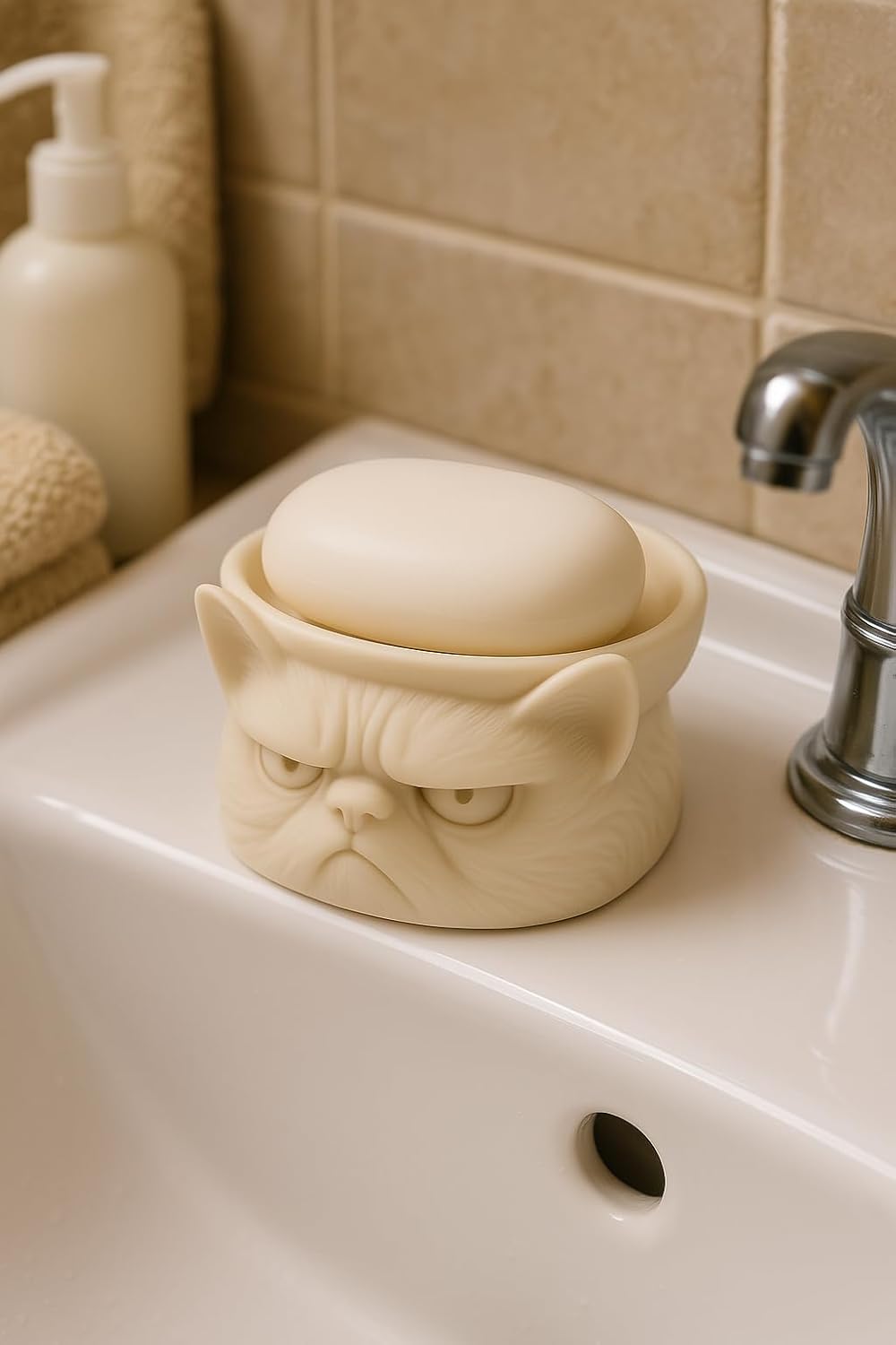 Grumpy Cat Soap Dish with Funny Face