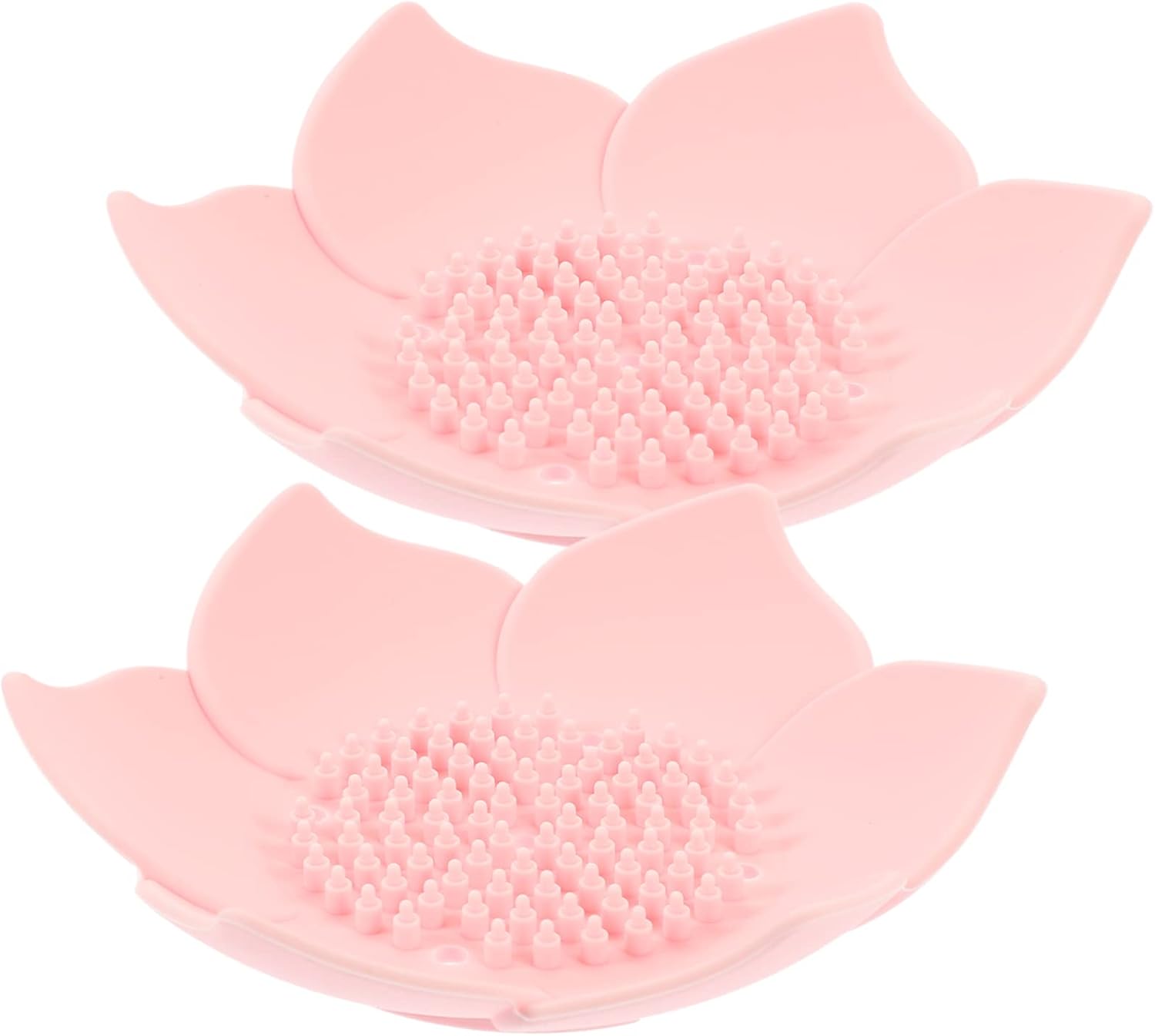Cabilock 2pc Silicone Soap Dish Holder Pink Floral Bathroom Tray