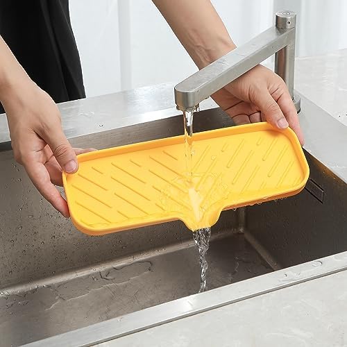 MicoYang Silicone Bathroom Soap Dish with Drain Spout Eco-Friendly Sink Organizer