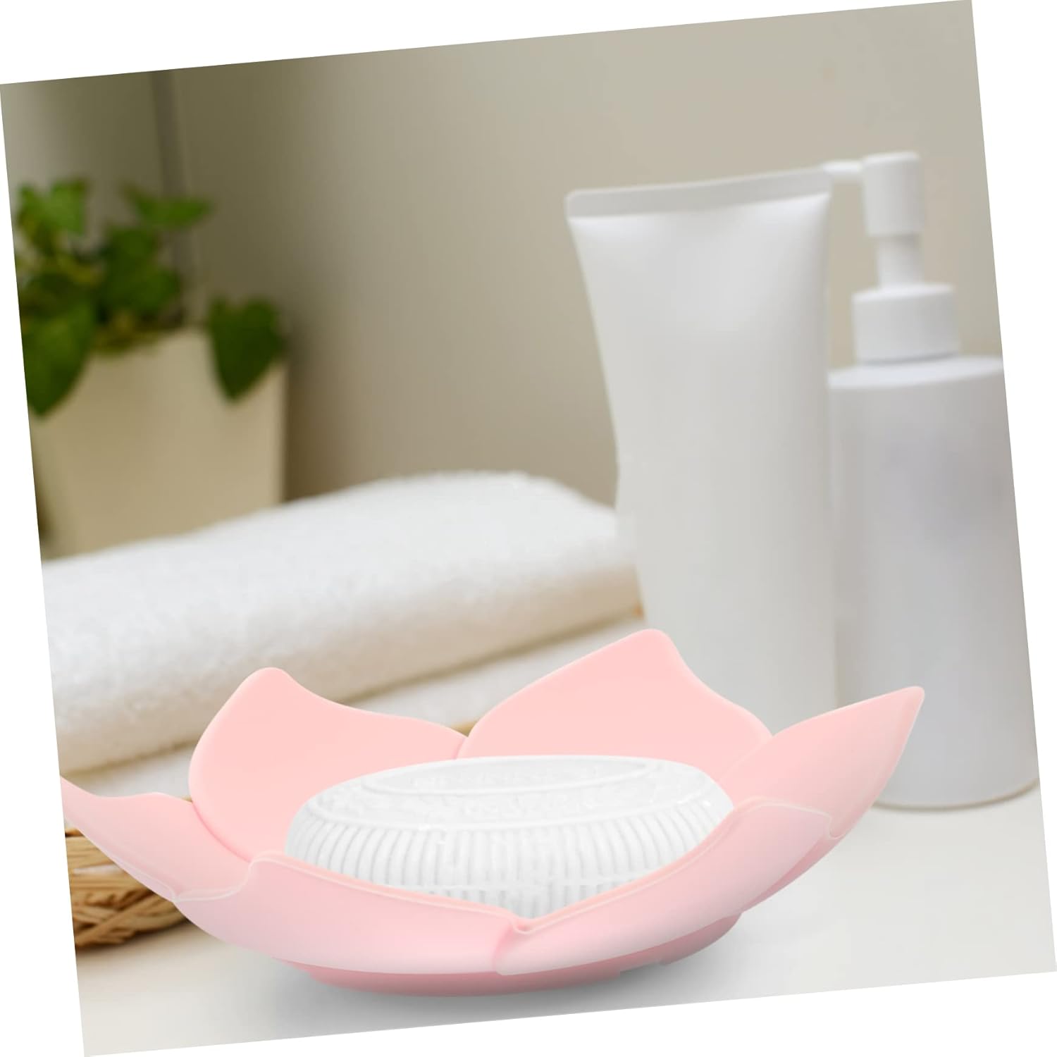 2 Pack Pink Floral Silicone Soap Dish Organizer