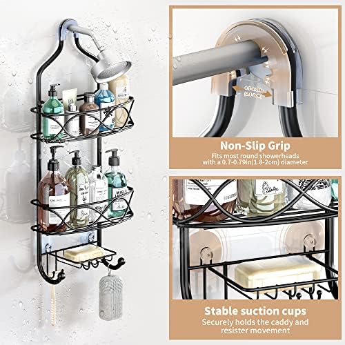 GAOKASE Hanging Shower Organizer Rust-Proof Black Metal