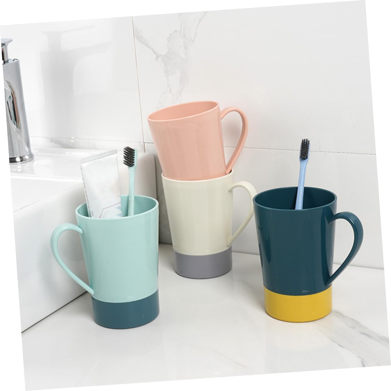 SHOWERORO - 4-Piece Dual Use Toothbrush Toothpaste Holder for Home Travel