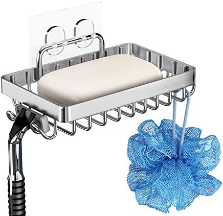 adhesive shower soap holder easy to use 304 stainless steel 4 hooks