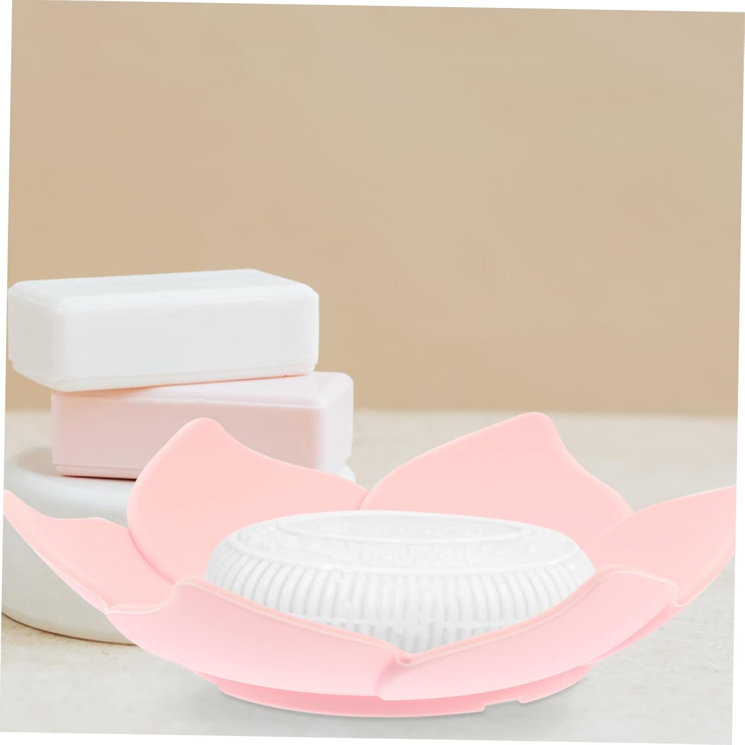 Elegant Silicone Soap Dish Organizer Self-Draining Floral Design