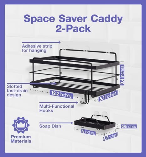 KINCMAX Premium Rust-Proof Showercaddy with 4 Durable Hooks
