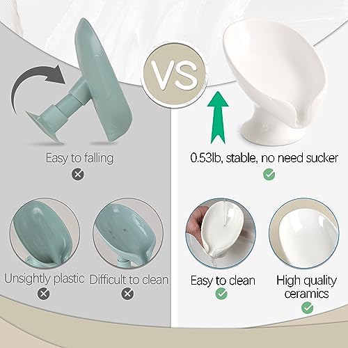 Self-Draining Ceramic Soap Dish Cream White by Antiss Home