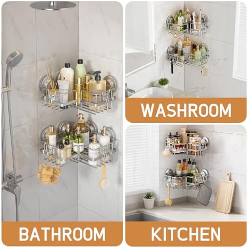 Strongly Adaptable Corner Shower Caddies