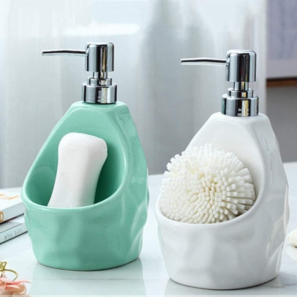 White Countertop Soap Dispenser with Dual Function for Bathroom