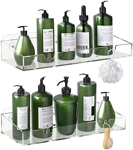 Perfect Organizer Adhesive Acrylic Shower Shelves for Bathroom Storage