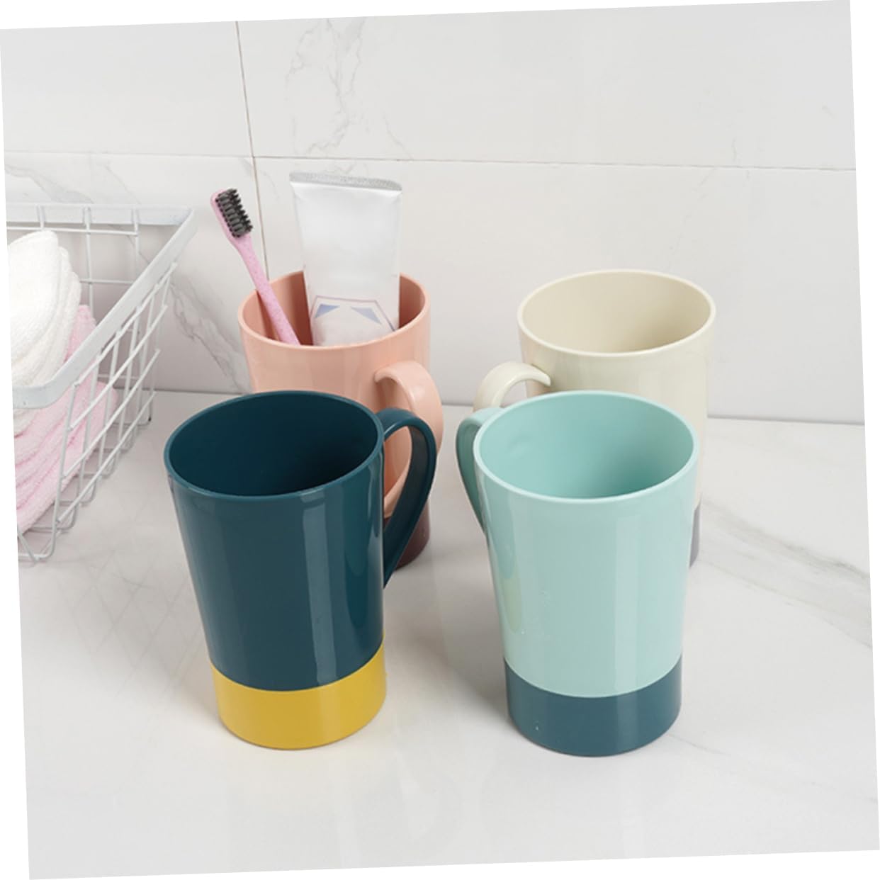 SHOWERORO - 4-Piece Dual Use Toothbrush Toothpaste Holder for Home Travel