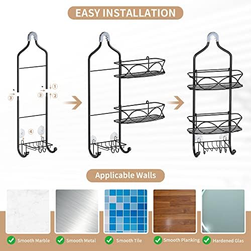 GAOKASE Hanging Shower Organizer Rust-Proof Black Metal