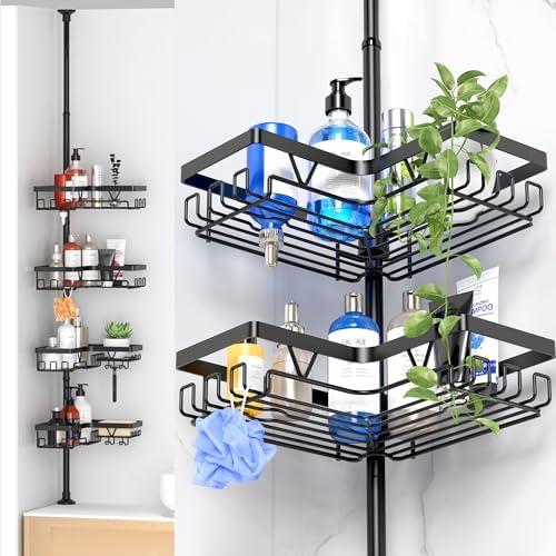 4-Tier Adjustable Corner Shower Caddy Bathtub Organizer
