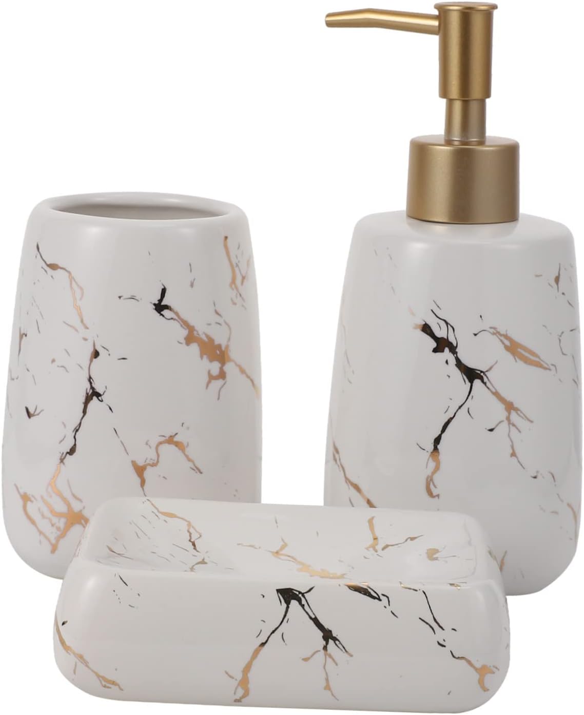 ABOOFAN 3-Piece Marble Soap Dispenser