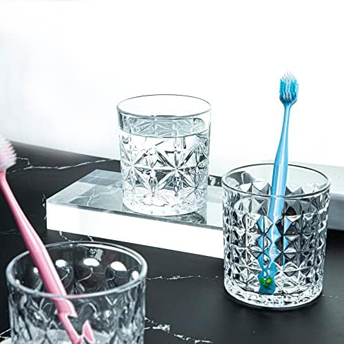 Gaolinci 2-Piece Glass Mouthwash Cup Set Diamond Embossed 8 Oz