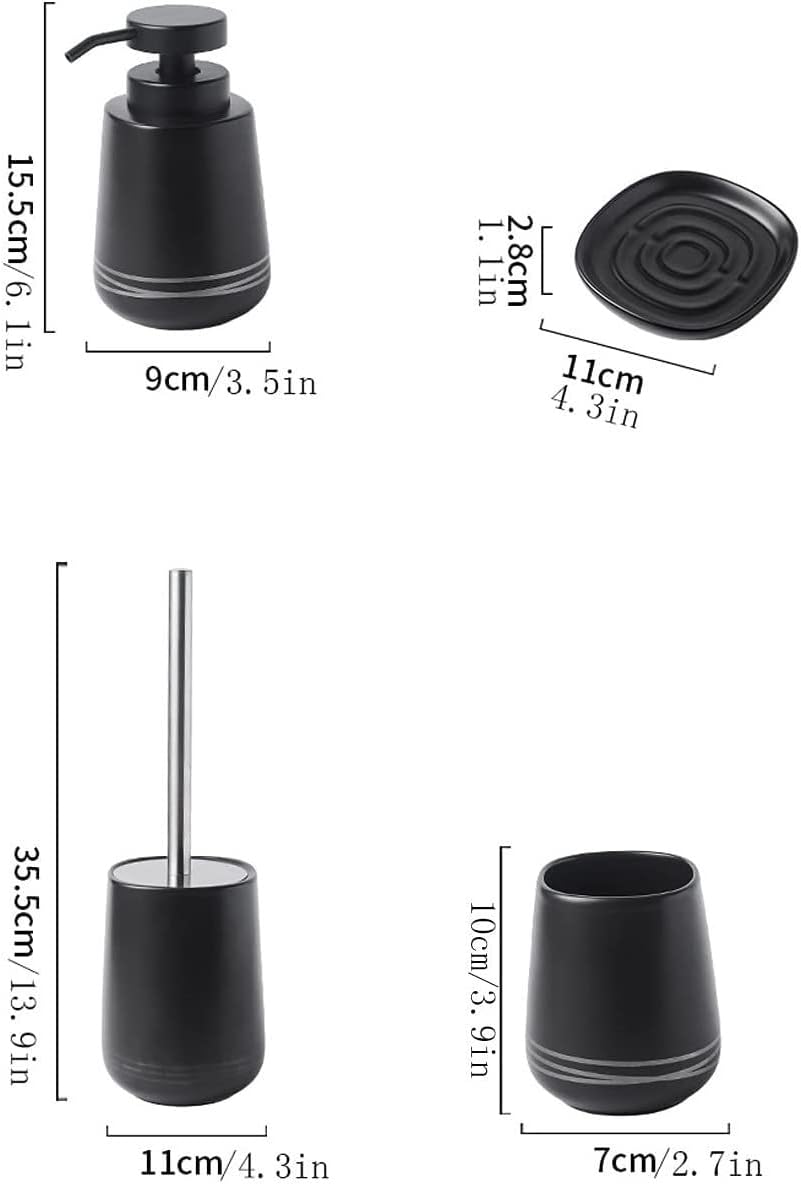 Stylish 4-Piece bathroom Dispenser Set with Pump for Soaps More