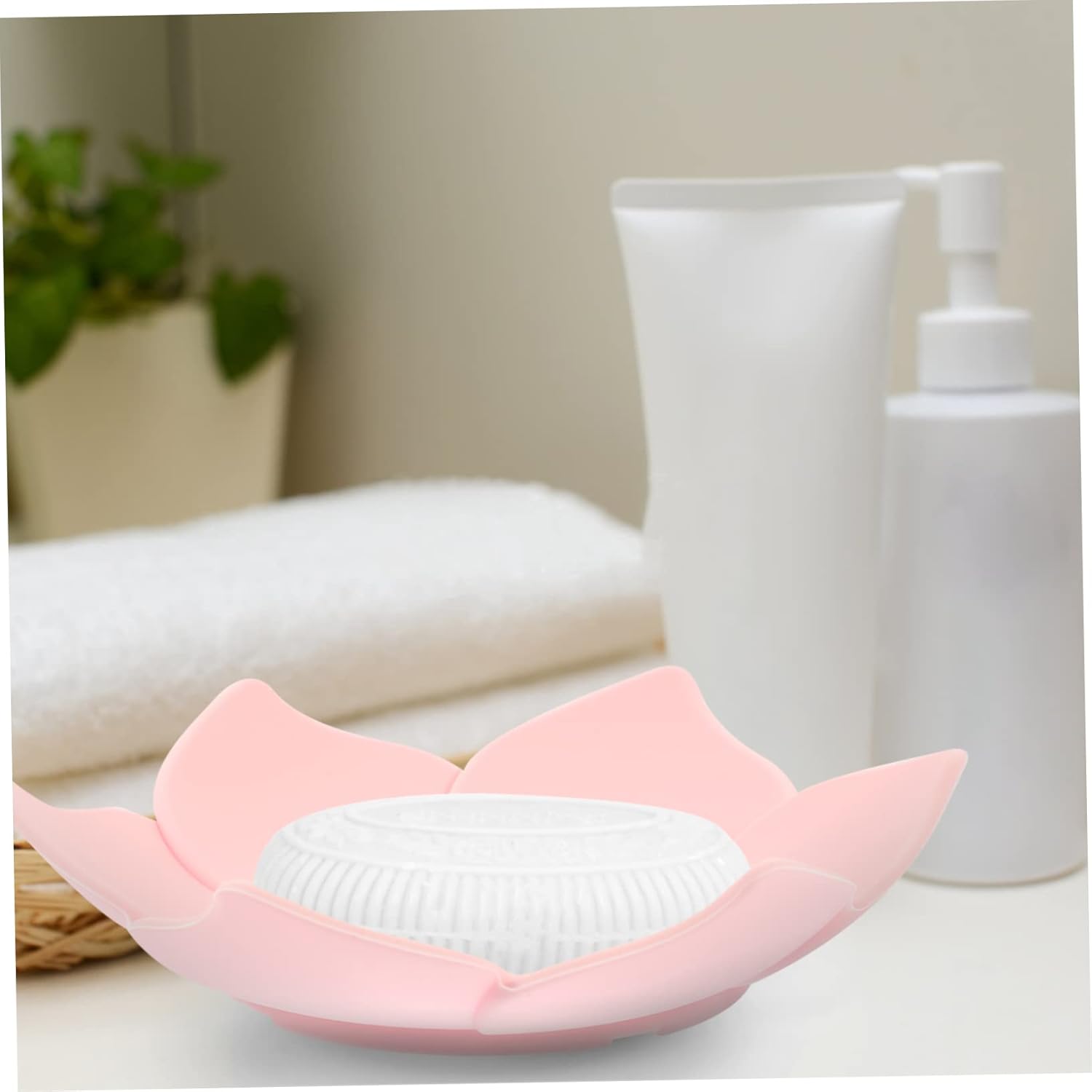 Luxshiny Floral Soap Dish Silicone Drainable Organizer for Bathroom