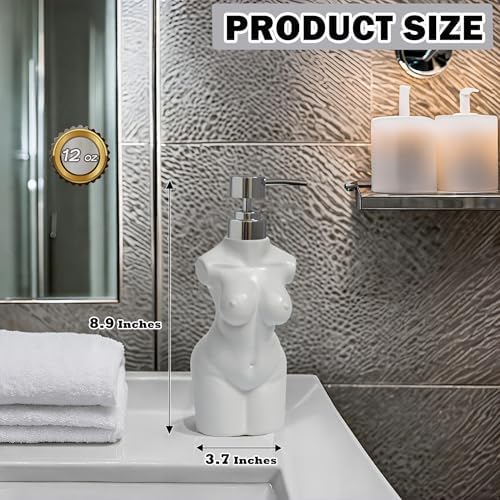 Ceramic Girl Soap Dispenser Refillable for Bathroom and Kitchen