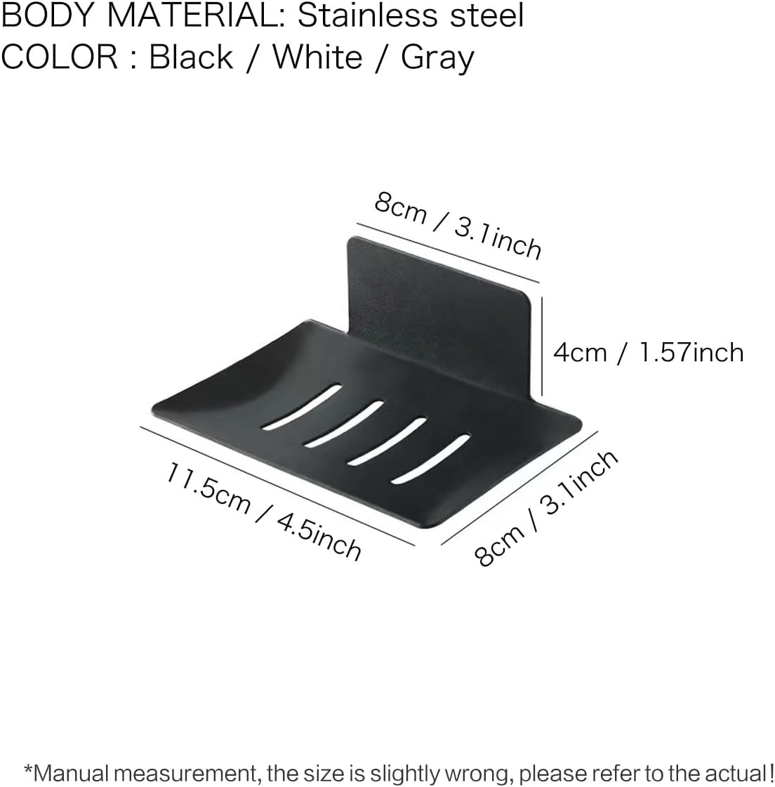 Stainless Steel Soap Tray black 12x105cm