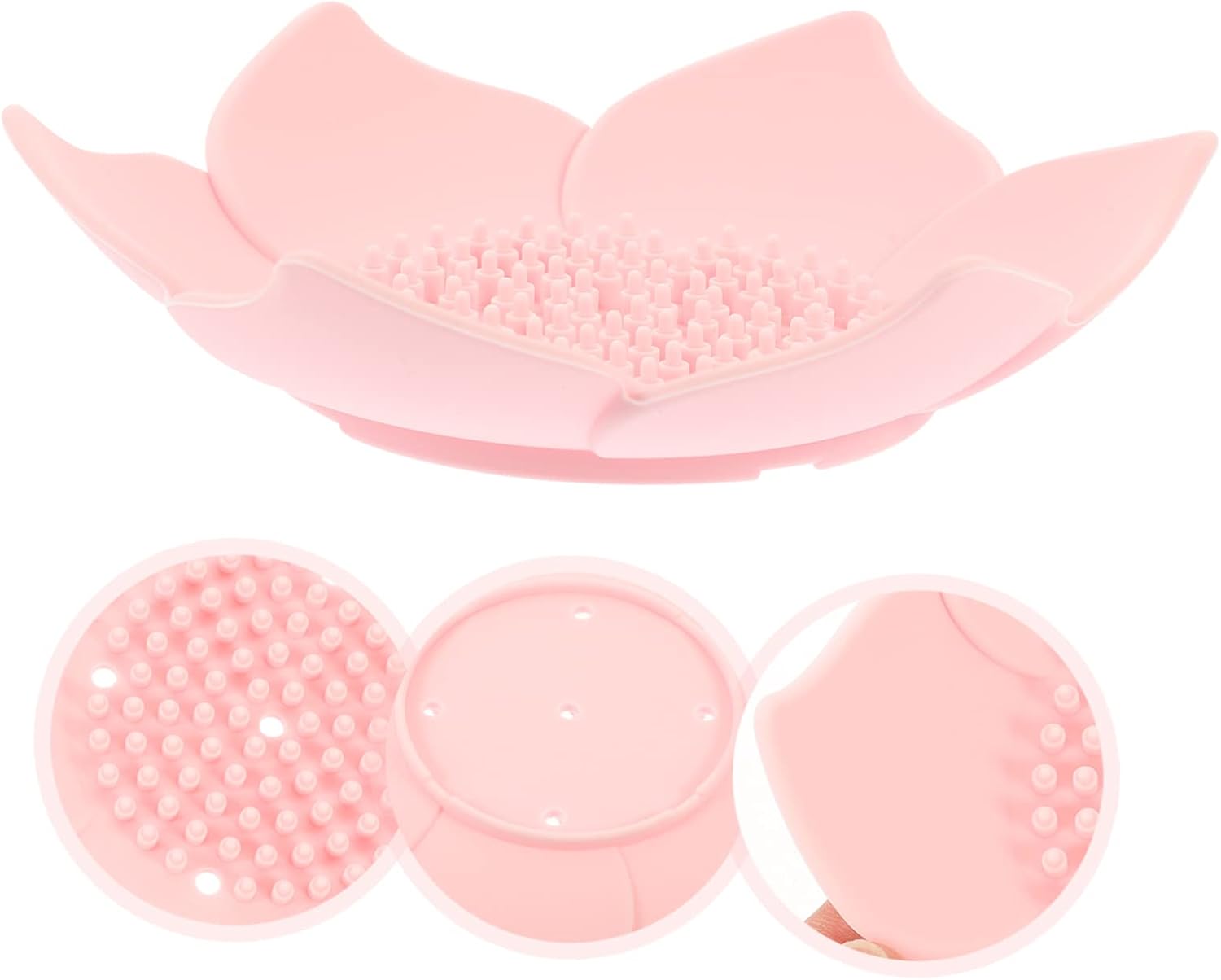 Elegant Floral Silicone Soap Dish Holder Self-Draining Kitchen Bathroom Use