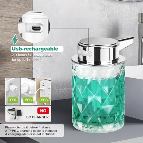 8 oz Glass Touchless Alcohol-Free Automatic Dispenser for Kitchen Bathroom