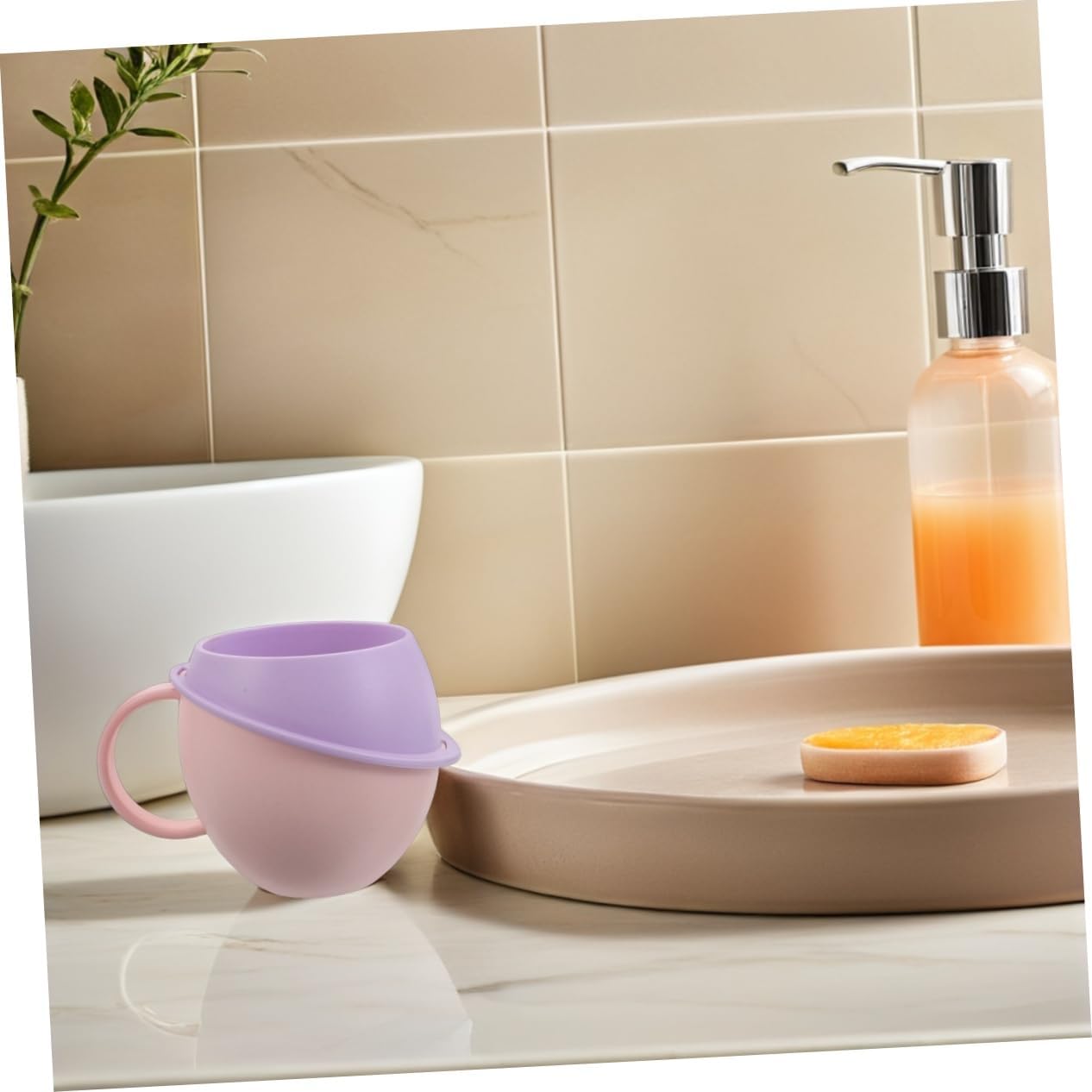 STOBAZA 2pcs Bathroom Mouthwash Cup with Handle