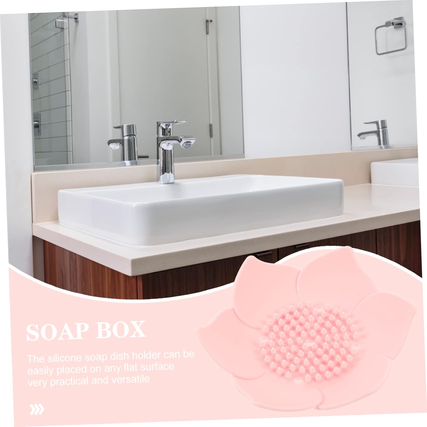 Ciieeo 2pcs Pink Flower Soap Dish with Non-Slip Base