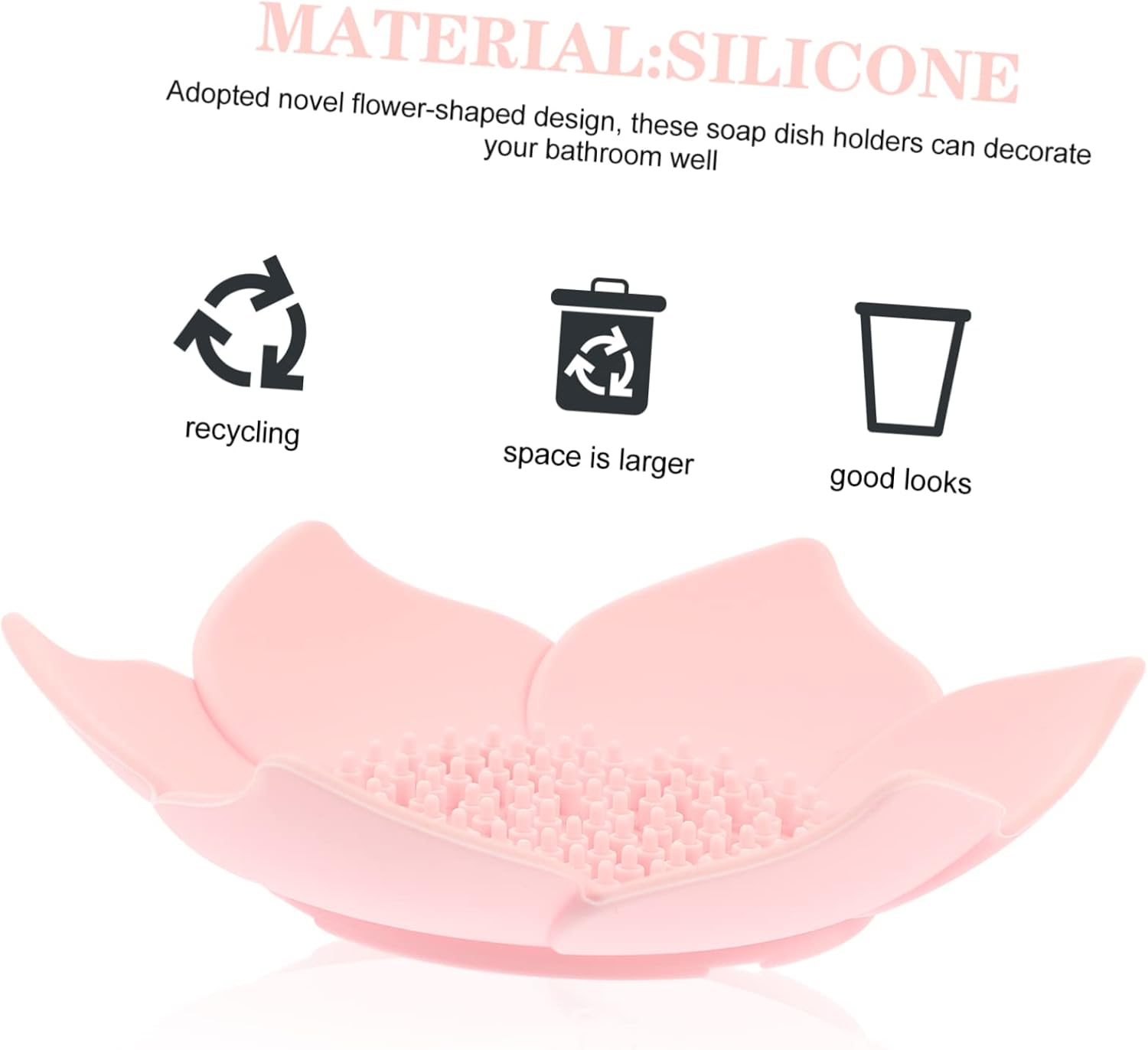 Elegant Floral Silicone Soap Dish Holder Self-Draining Kitchen Bathroom Use