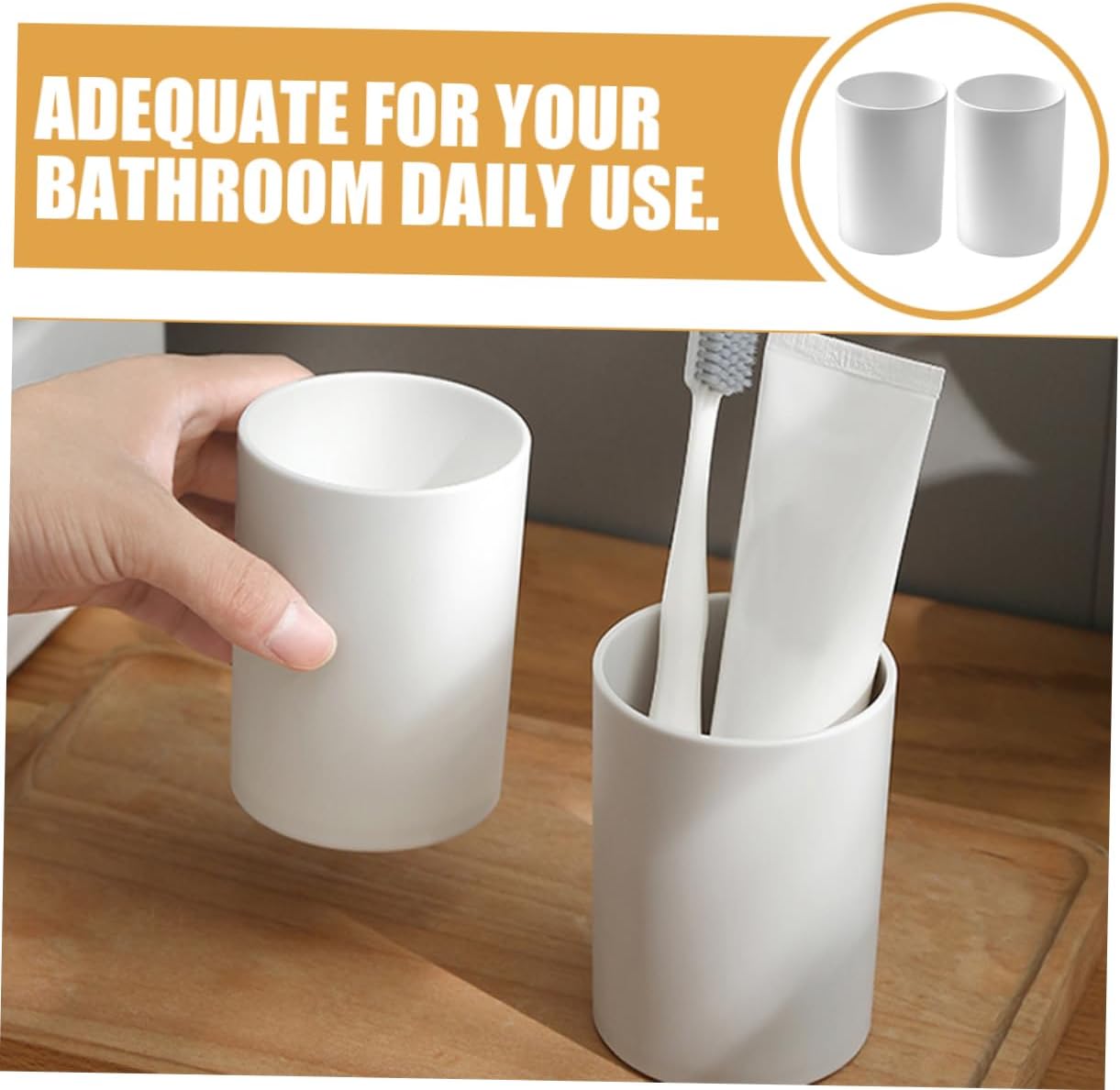 2-Piece Reusable Bathroom Tumbler Cup Holder Multi-Purpose Portable Plastic Design