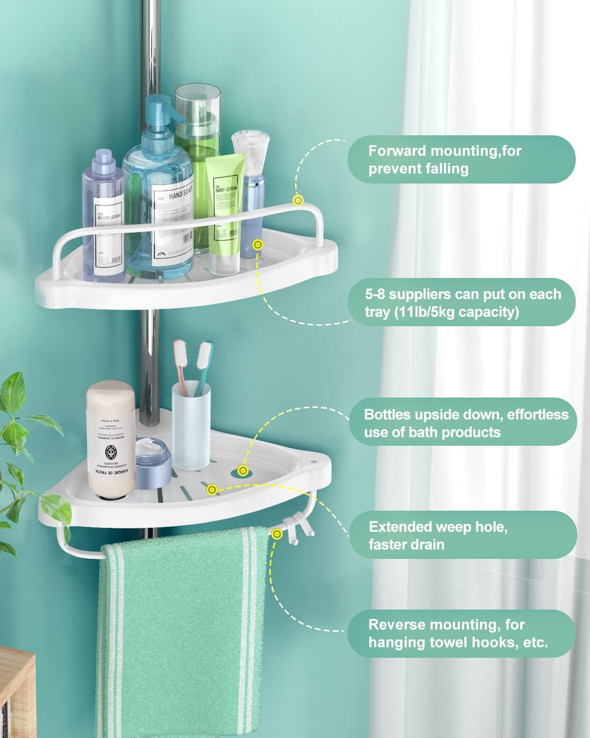 Sturdy 4-Layer Corner Shower Caddy for Home Use