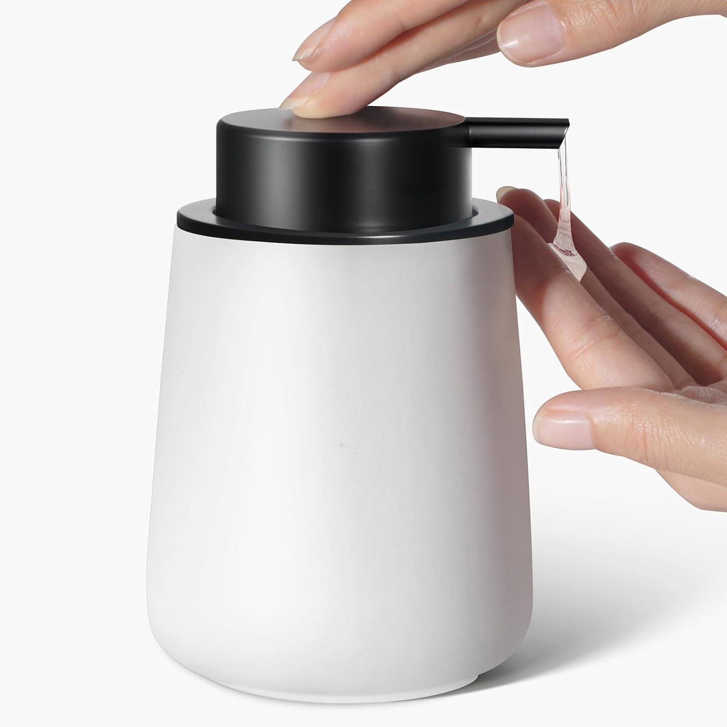 Ergonomic 12oz White Ceramic Hand Soap Dispenser
