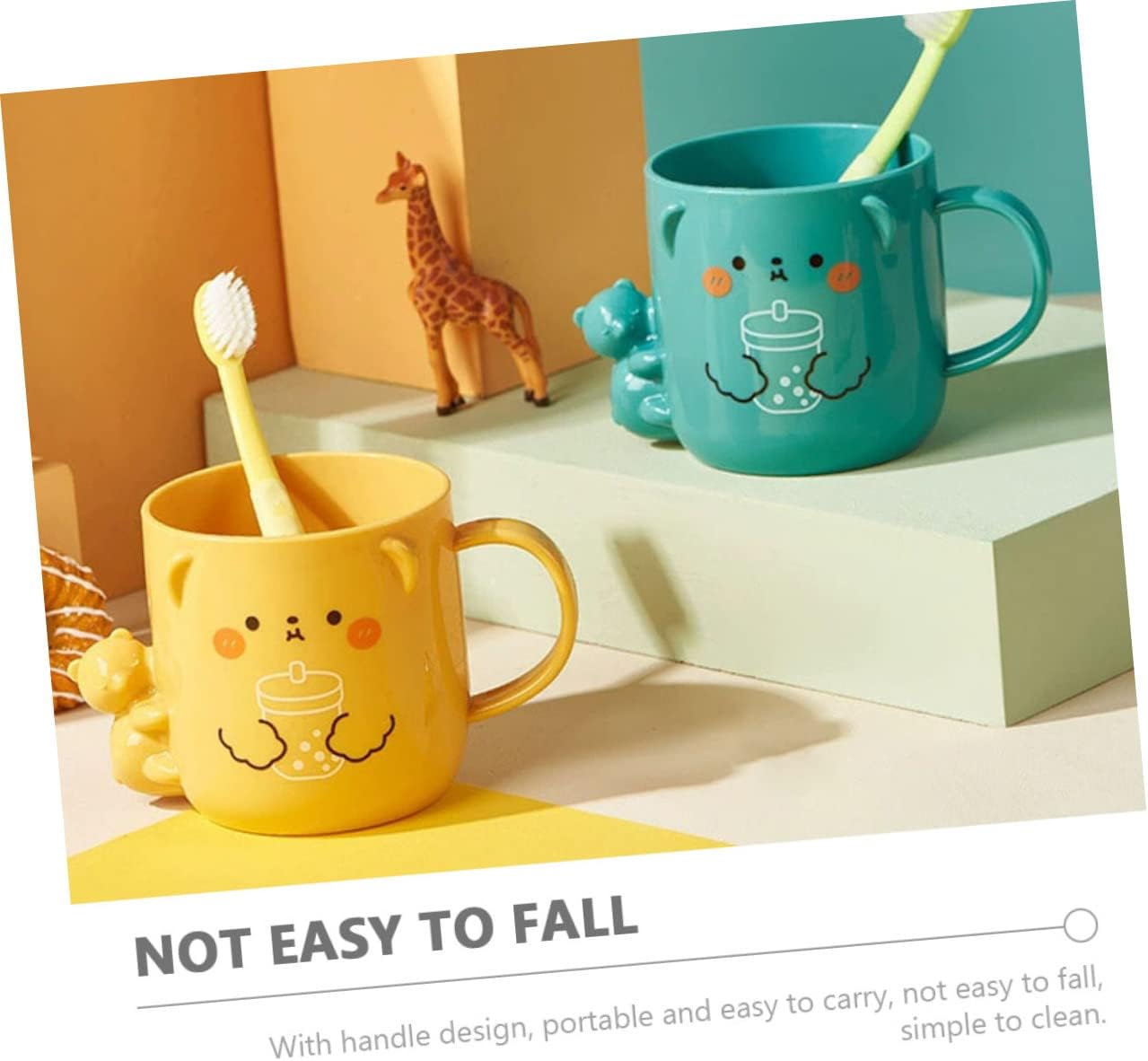 Unbreakable 3D Bathroom Brushing Mugs - Cute Plastic Coffee Cups Hohopeti