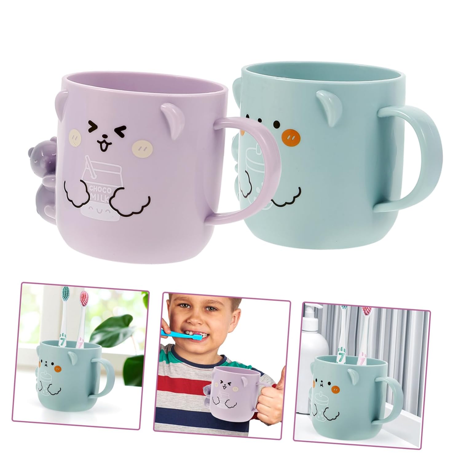 Adorable Cartoon Toothbrush Holders for Kids in 2-Pack