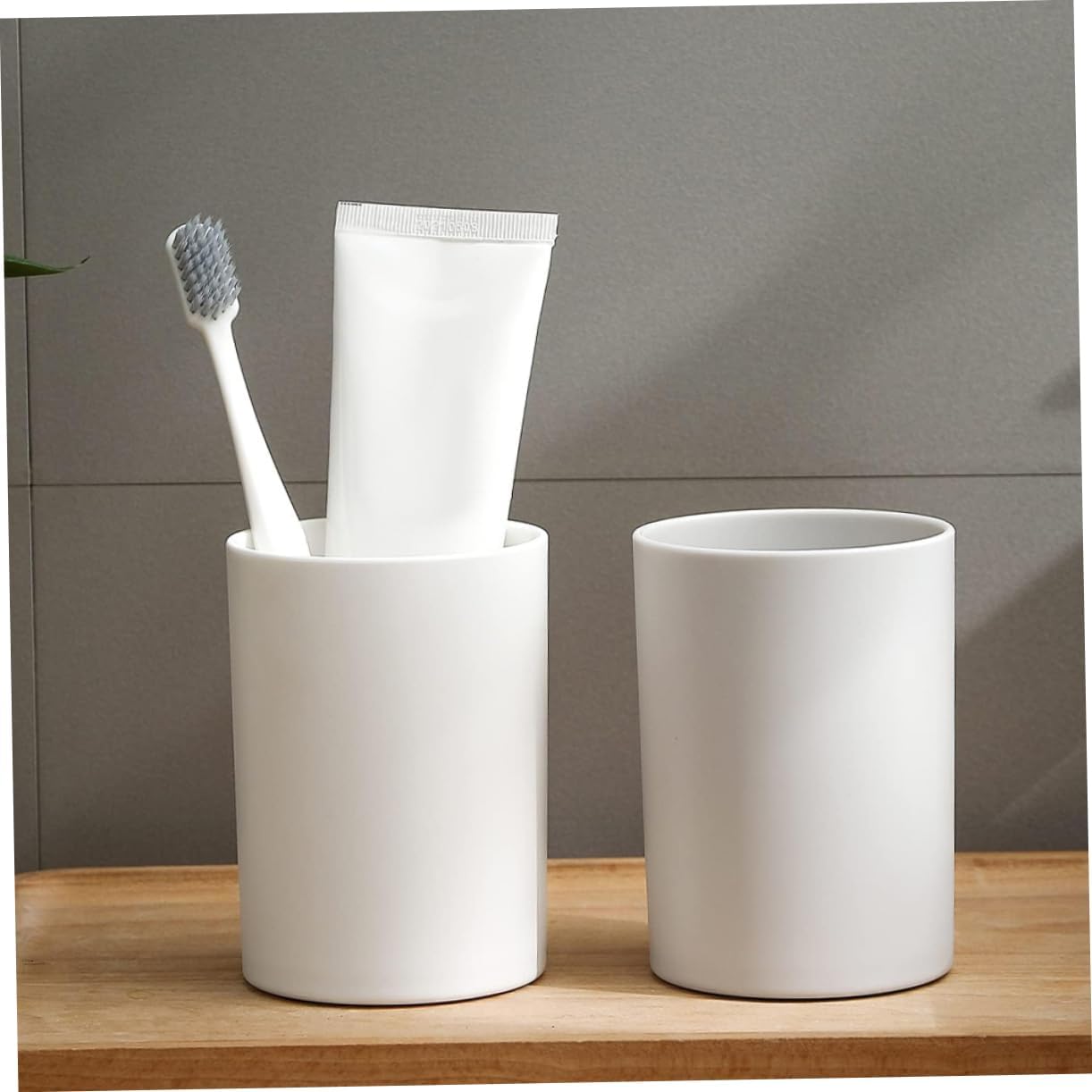 2-Piece Reusable Bathroom Tumbler Cup Holder Multi-Purpose Portable Plastic Design