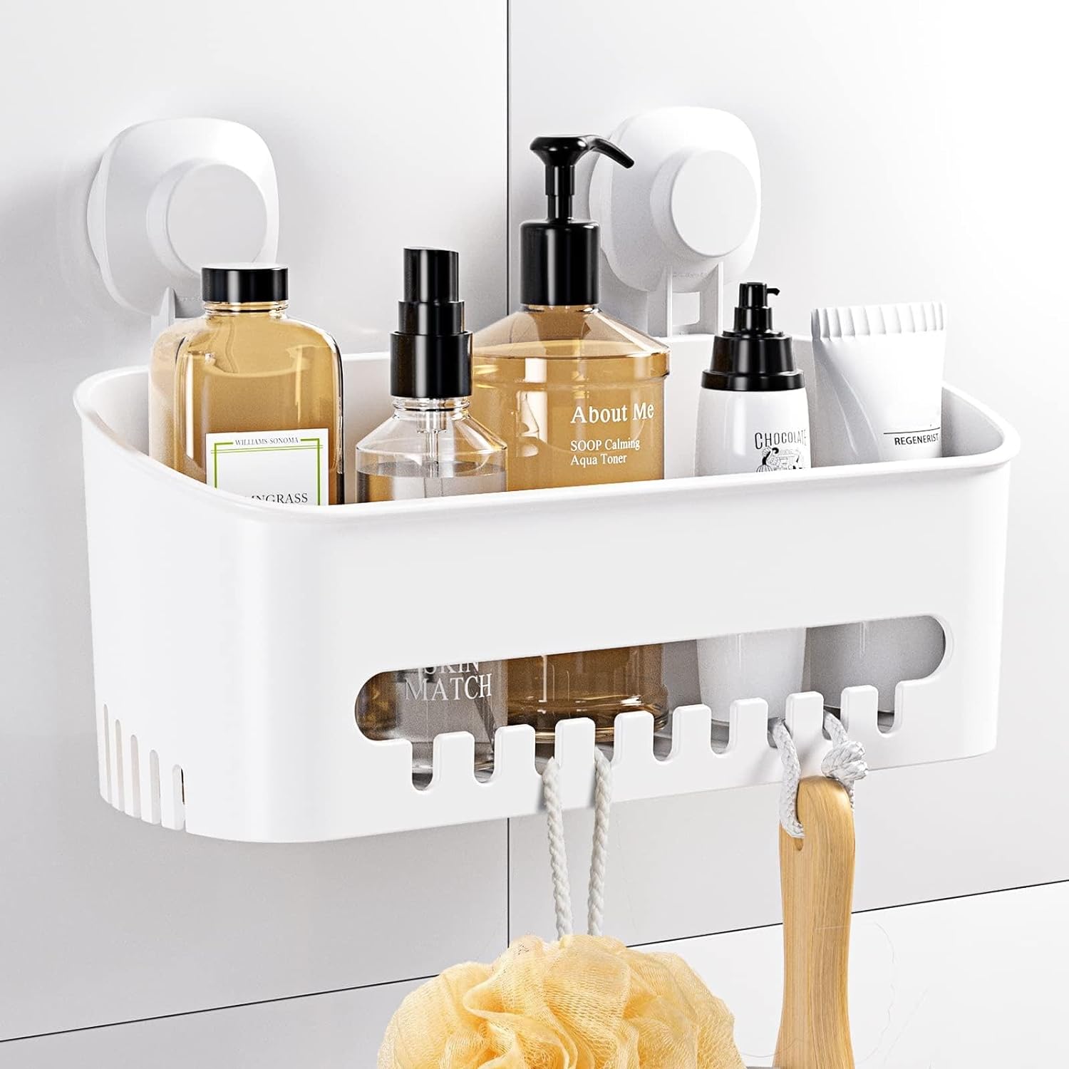 Durable Suction Cup Shower Organizer for Bath Kitchen