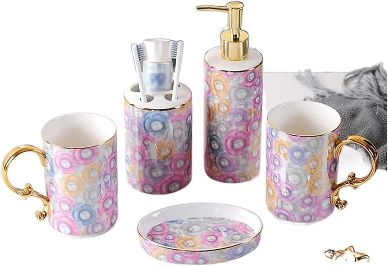 5 Piece Countertop Soap Dispensers Bathroom Set